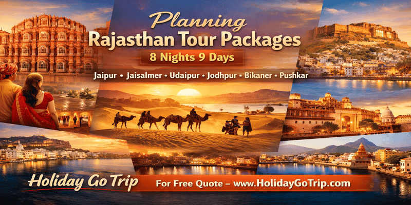Rajasthan Tour Packages 8 Nights 9 Days Amber Fort. Jodhpur blue city view from Mehrangarh Fort in Rajasthan tour.
