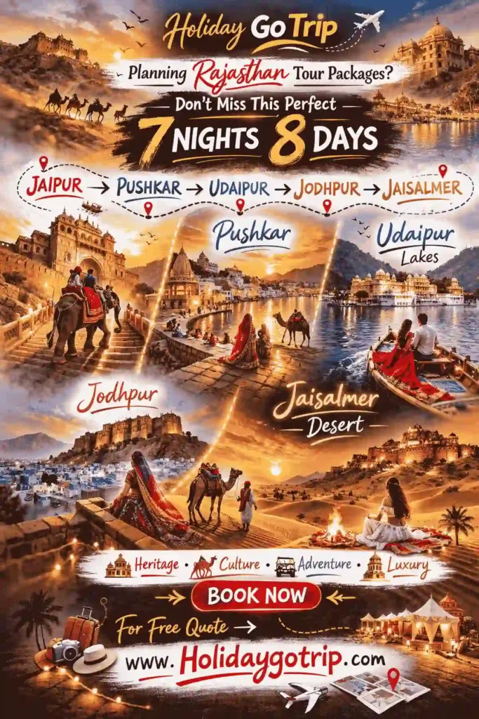 Luxury Rajasthan tour packages 8 nights 9 days showing Amer Fort elephant ride.