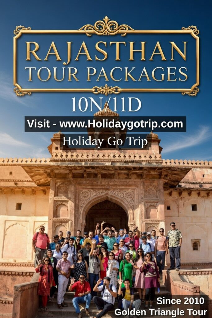 Rajasthan tour packages 10 nights 11 days itinerary map Jaipur Amer Fort morning view Bikaner Junagarh Fort exterior Jaisalmer desert camel safari sunset Luxury desert camp tent Rajasthan Mehrangarh Fort Jodhpur Udaipur City Palace lake view Pushkar lake evening aarti Mount Abu Dilwara temple Rajasthan family tour SUV travel Honeymoon couple Udaipur boat ride Rajasthani folk dance desert camp Jawai leopard safari Rajasthan Chand Baori stepwell Rajasthan palace hotel interior