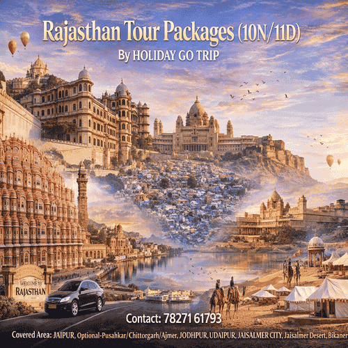 Rajasthan tour packages 10 nights 11 days itinerary map Jaipur Amer Fort morning view Bikaner Junagarh Fort exterior Jaisalmer desert camel safari sunset Luxury desert camp tent Rajasthan Mehrangarh Fort Jodhpur Udaipur City Palace lake view Pushkar lake evening aarti Mount Abu Dilwara temple Rajasthan family tour SUV travel Honeymoon couple Udaipur boat ride Rajasthani folk dance desert camp Jawai leopard safari Rajasthan Chand Baori stepwell Rajasthan palace hotel interior