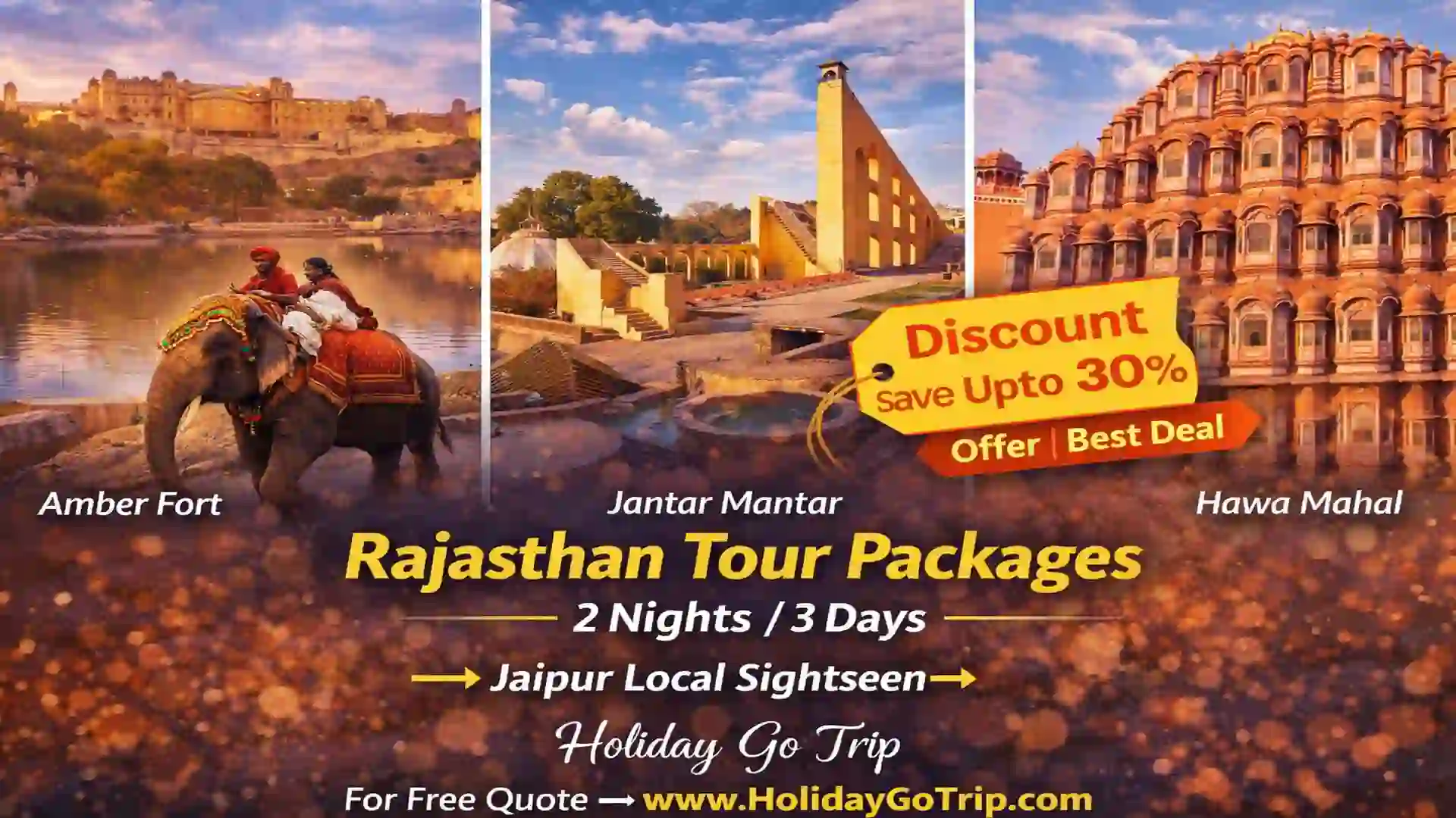 Jaipur local sightseeing 2 nights 3 days at Amber Fort elephant ride