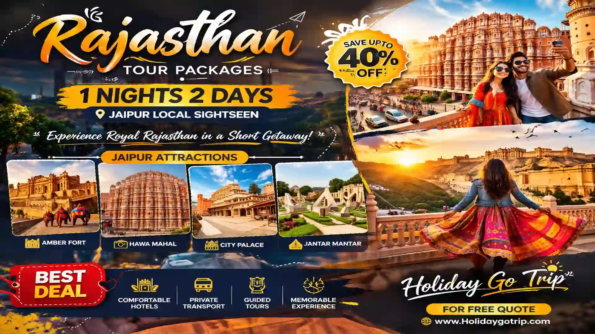 Jaipur local sightseeing 1 night 2 days package at Amber Fort with private guide 2026-27