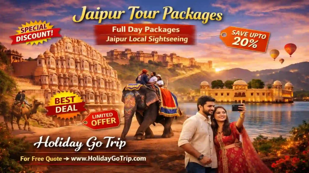 Jal Mahal water palace at sunset – Jaipur sightseeing tour photo stop