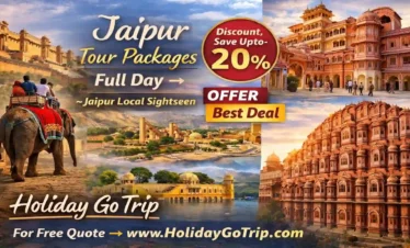 Jaipur sightseeing tour by private car with Hawa Mahal background – Holiday Go Trip