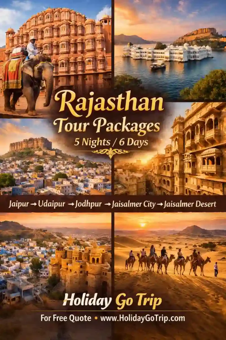 Serene boat ride on Lake Pichola during a Rajasthan tour packages 5 nights 6 days.